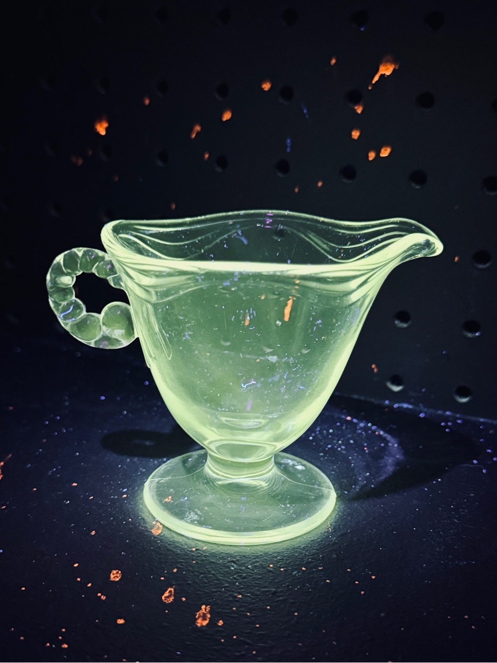 Vintage UV Manganese Glow Glass Creamer Pitcher - Decorative Home